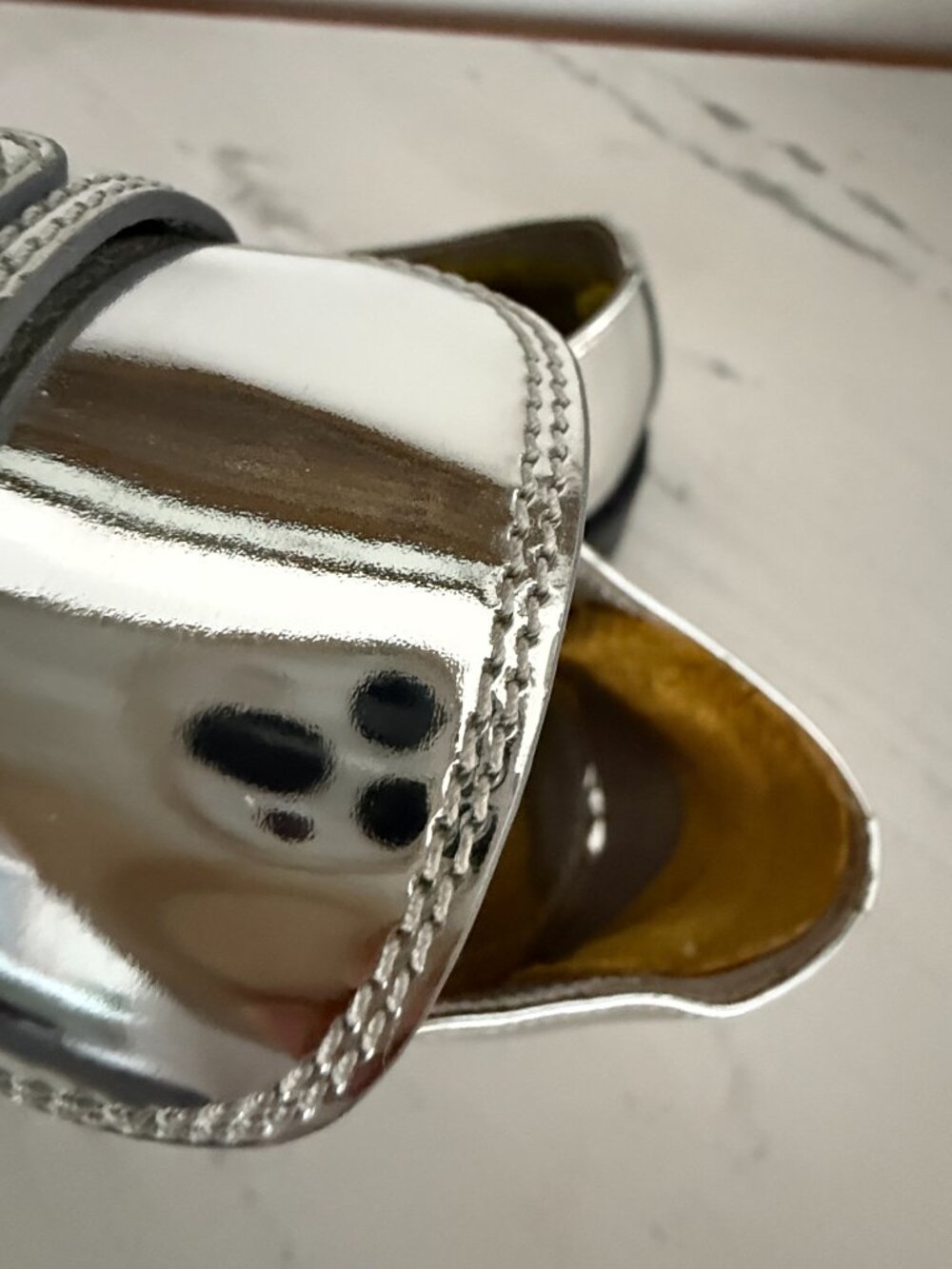 Prada Silver / Argento Triangle Logo Metallic Loafers (Size 36) - Picture 4 of 7